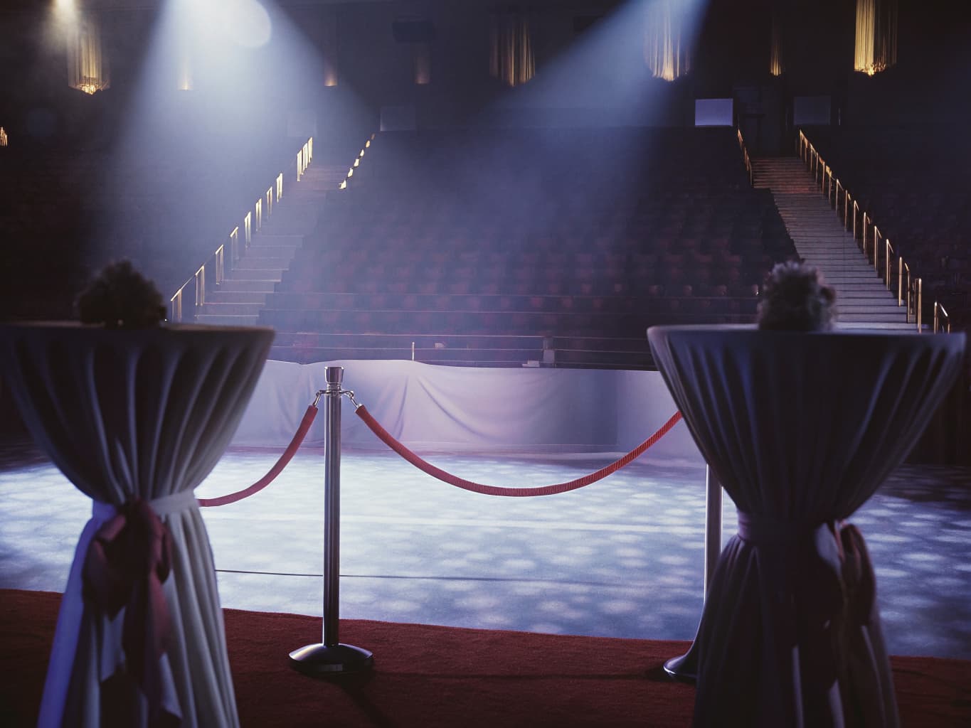 Casino event and promotion marketing: dramatic stage lighting set up for a live entertainment show